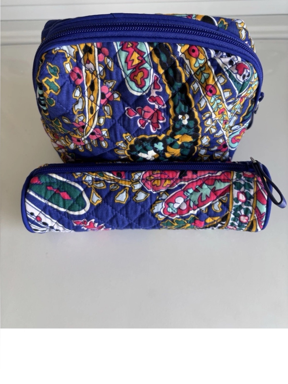 VERA BRADLEY Set of 2 Cosmetic Makeup Bags in ROMANTIC PAISLEY Pattern